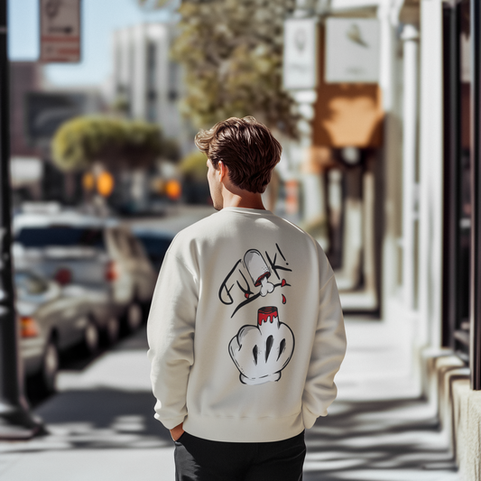 Sweater ronde hals - 'Bold Cartoon Glove Middle Finger Design'