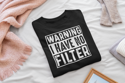 Sweater met ronde hals - 'Warning I have no filter'