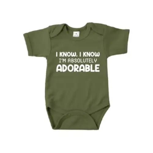 Romper korte mouw - ’ I know I know’ - Leger groen / 62 - Baby